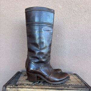 Frye Jane Stitch Dark Brown Leather Boot